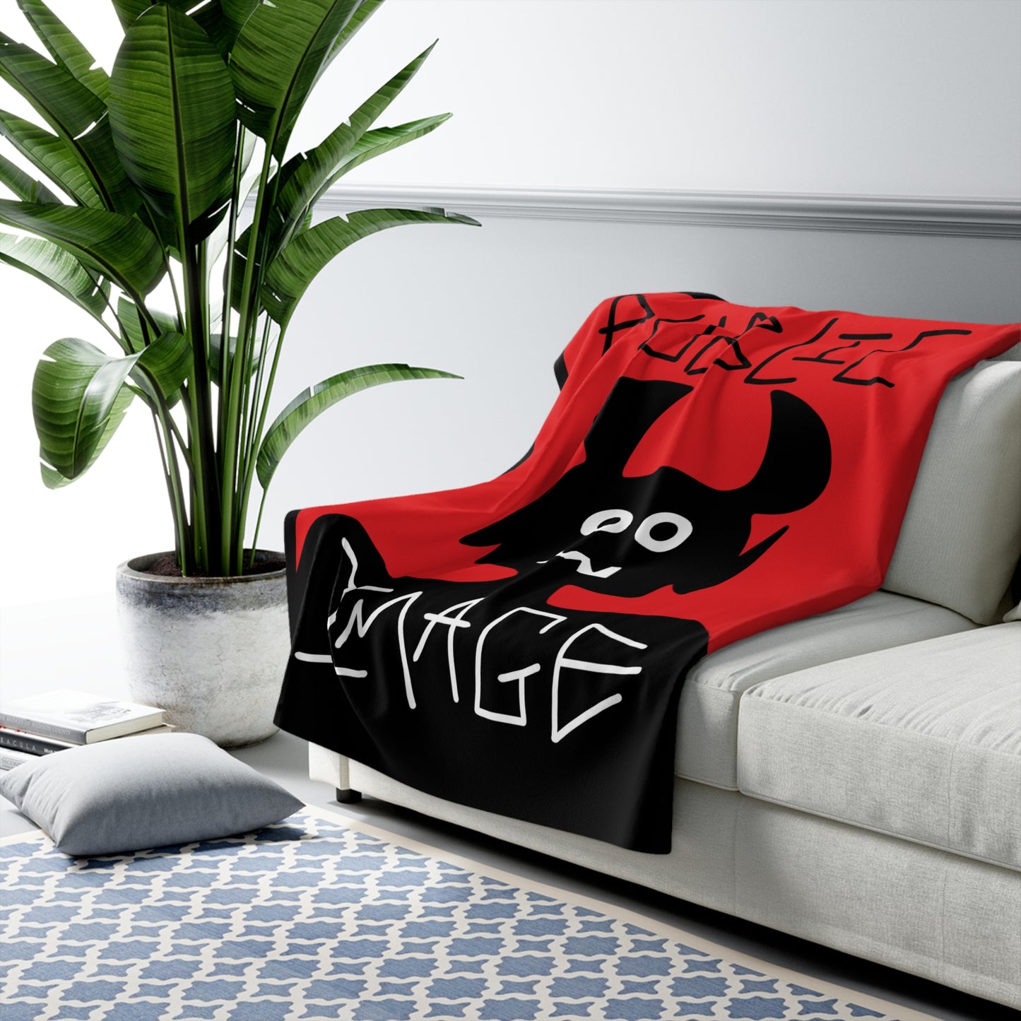 Red Cozy Sherpa Fleece Blanket with Bold Design, Perfect for Gifting, Home Decor, Cozy Evenings, and Celebrations