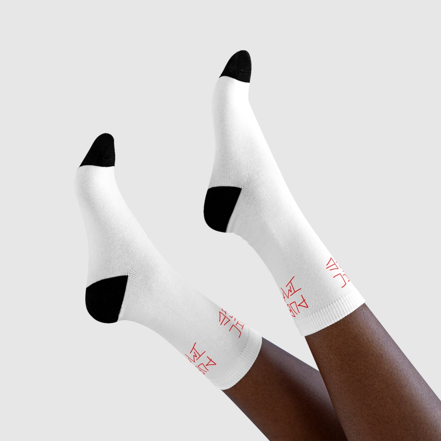White Graphic Crew Socks