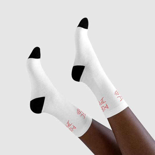 White Graphic Crew Socks