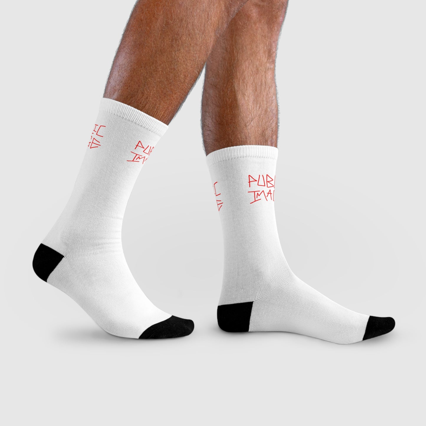 White Graphic Crew Socks
