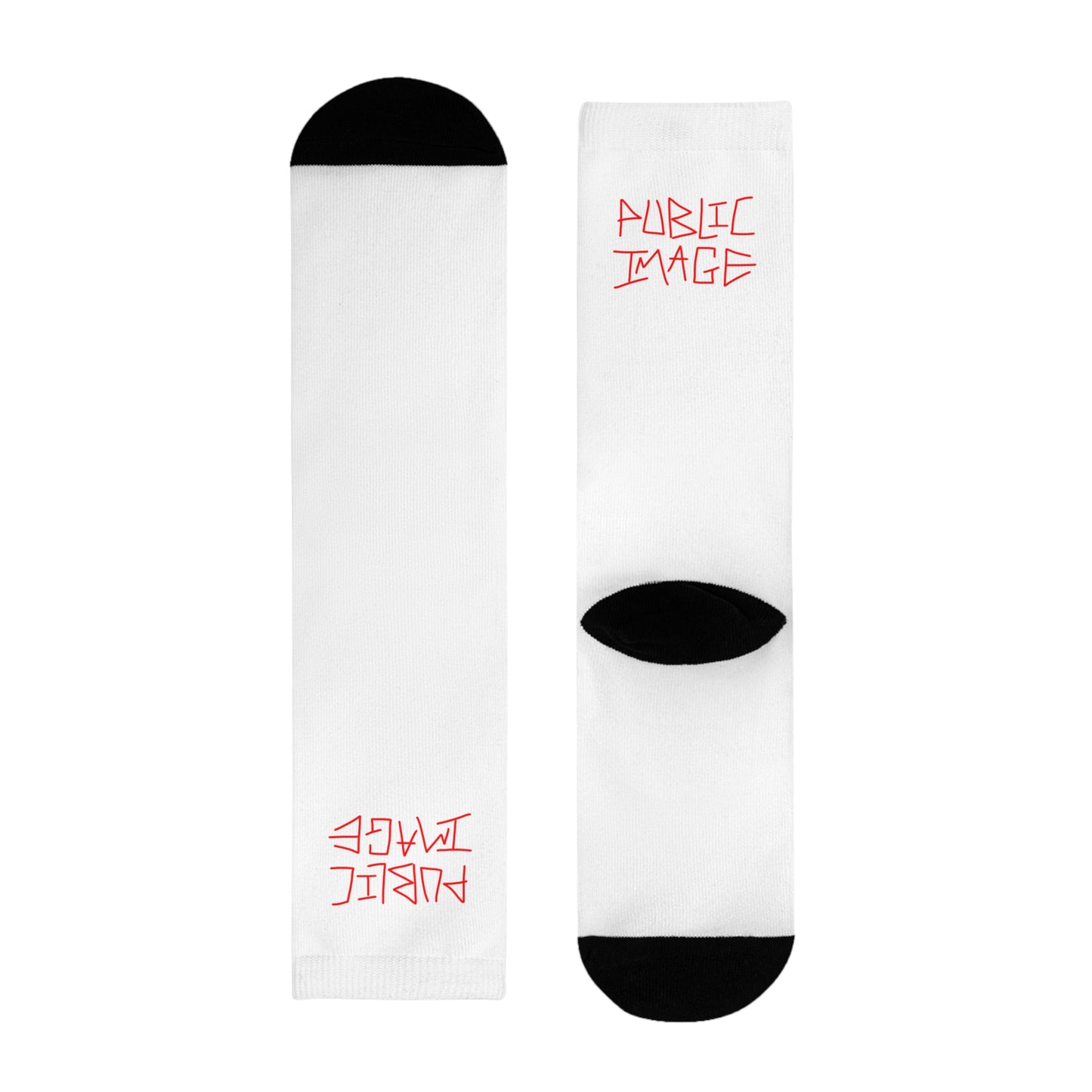 White Graphic Crew Socks