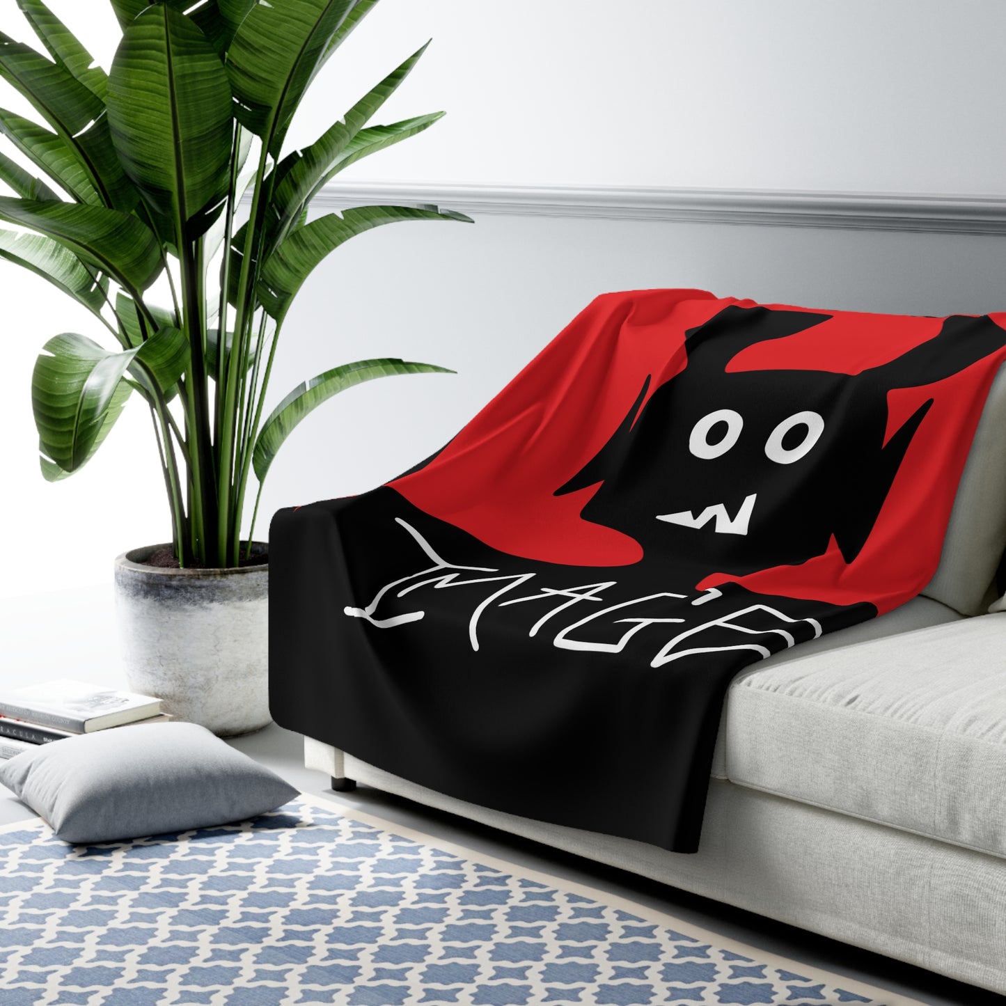 Red Cozy Sherpa Fleece Blanket with Bold Design, Perfect for Gifting, Home Decor, Cozy Evenings, and Celebrations
