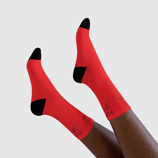 Red Graphic Crew Socks